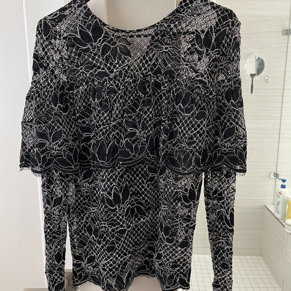 Zara Woman Lace Long-Sleeve Top